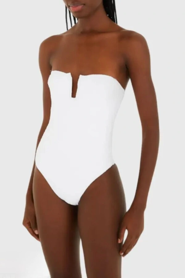 Maiô sem alça textura flor Farm