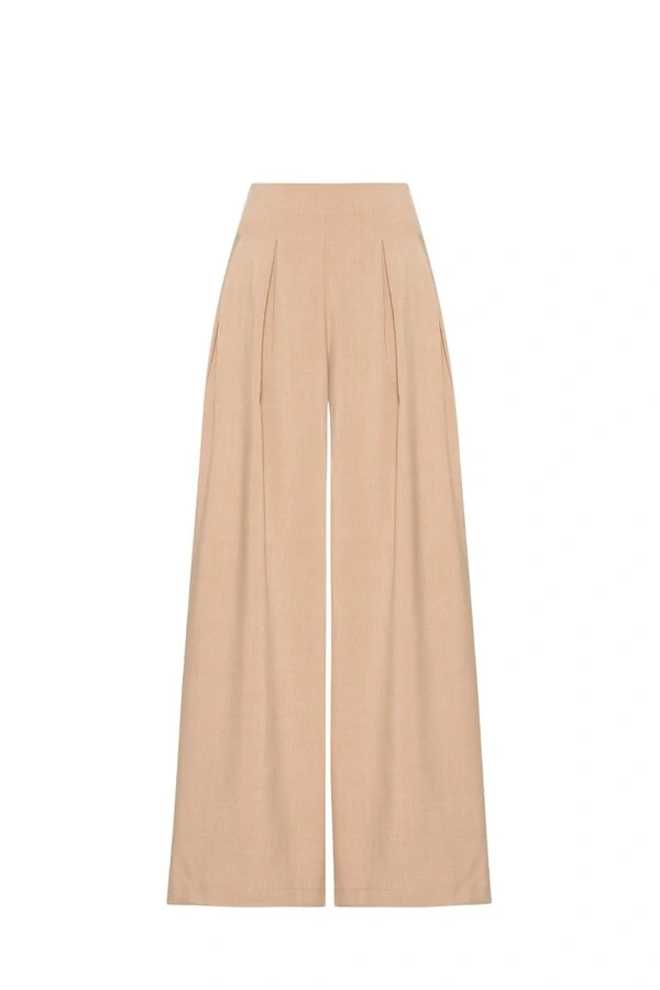 Calça pantalona com pregas feminina Kwi