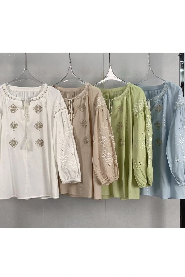 Bata bordada manga longa Kwi