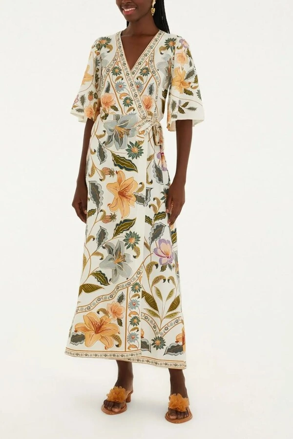 Vestido longo manga marcelle Farm