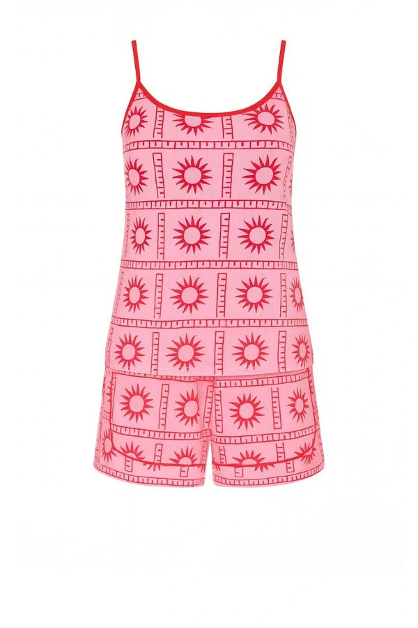 Pijama feminino Short doll alça rosa Kwi