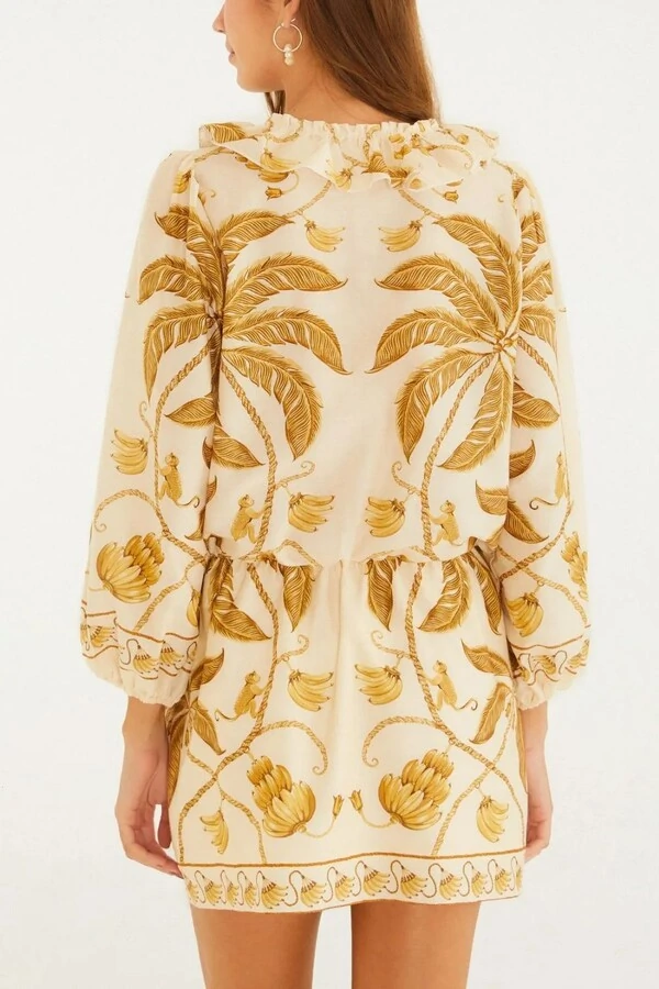 Vestido curto manga ourinho tropical Farm