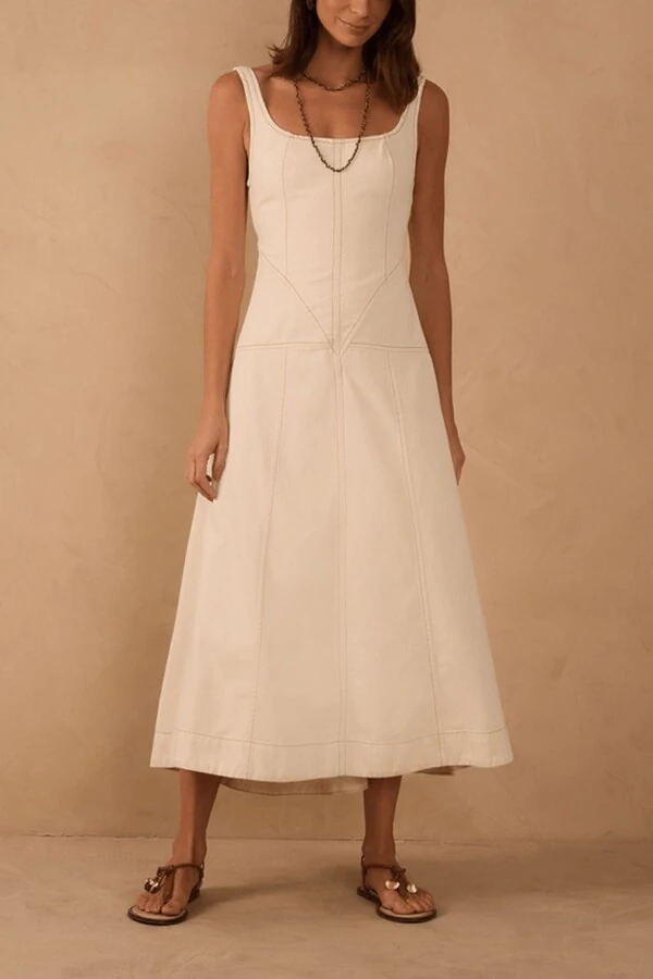 Vestido sarja pespontos Dress to