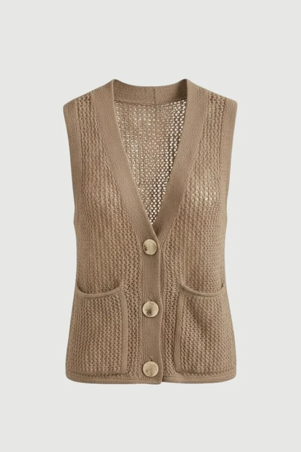 Colete feminino em tricot vazado Kwi