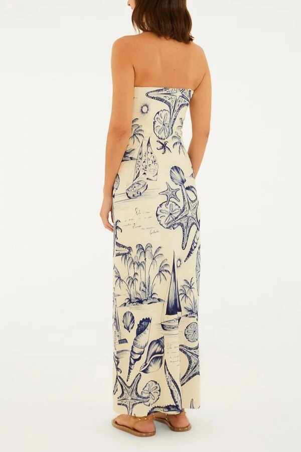 Vestido sem alça mar de ondas Farm