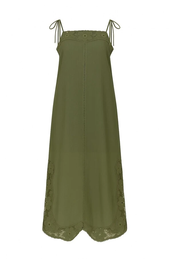 Vestido alça algodão com guipir Kwi