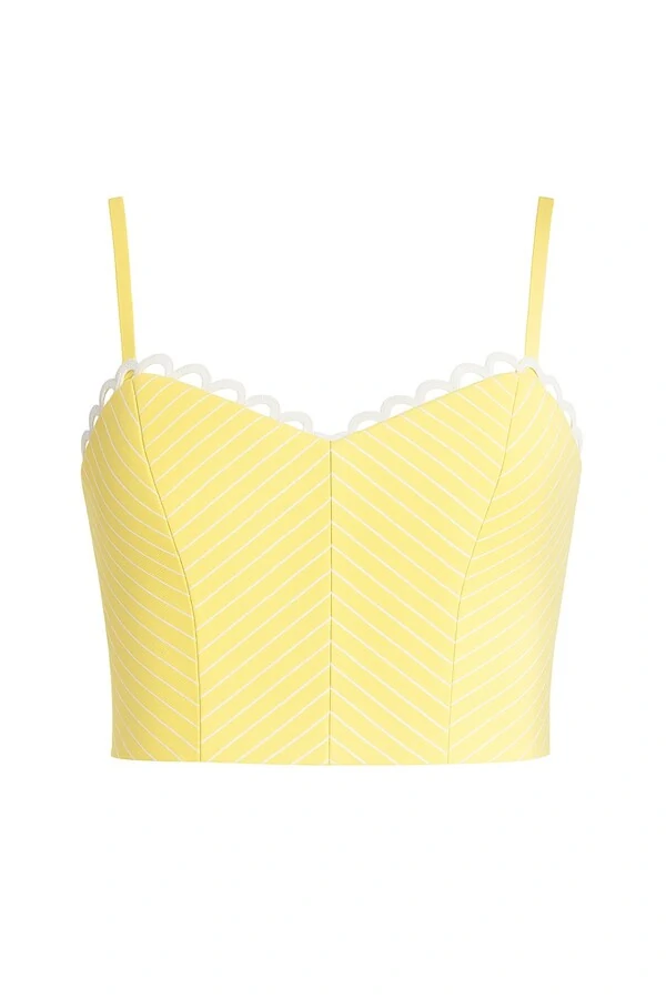 Top cropped listrado com alças finas Kwi