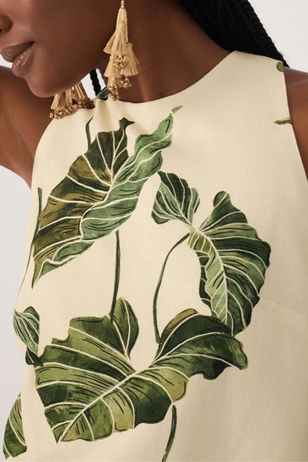 Blusa linho estampa folhar Dress to