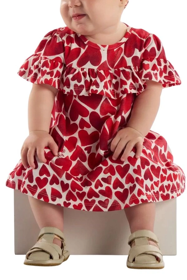 Vestido com faixa em cotton Up Baby