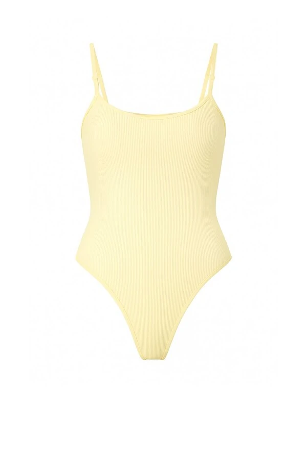 Body feminino em malha canelada com alças finas Kwi