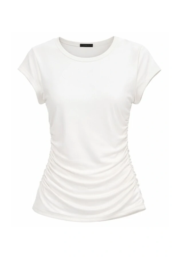 Blusa poliamida franzido lateral Kwi