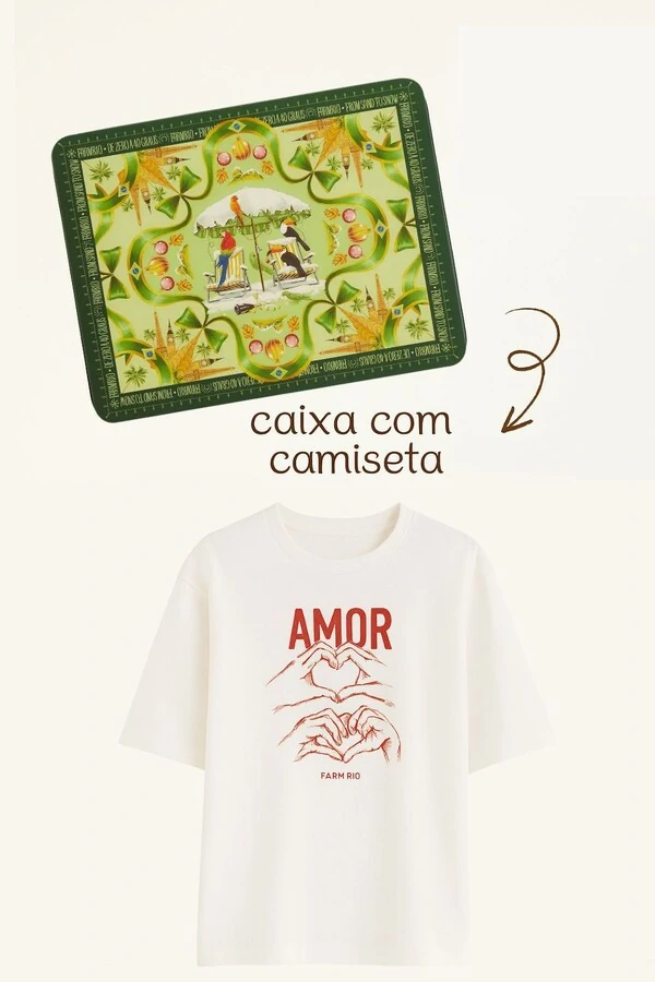 Tshirt ampla amor edição especial com caixa de presente Farm