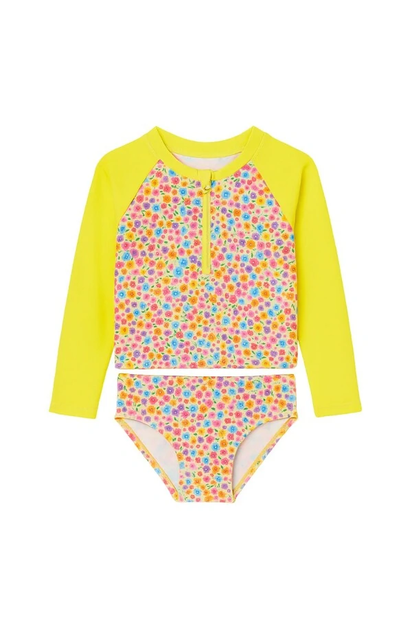 Conjunto blusa manga longa flores e calcinha Kwi