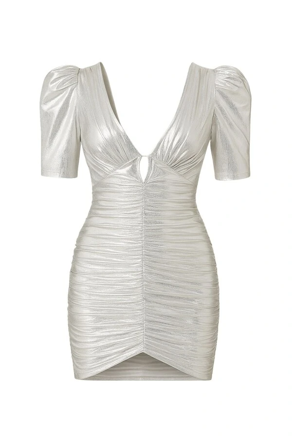 Vestido curto malha foil Jo