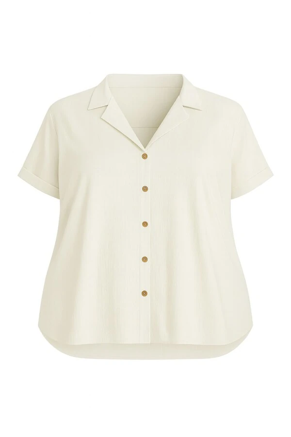 Camisa feminina com botões plus size Kwi