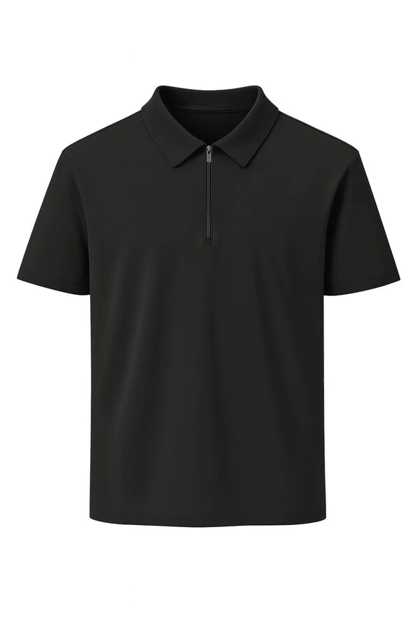 Camiseta polo masculina com zíper Kwi