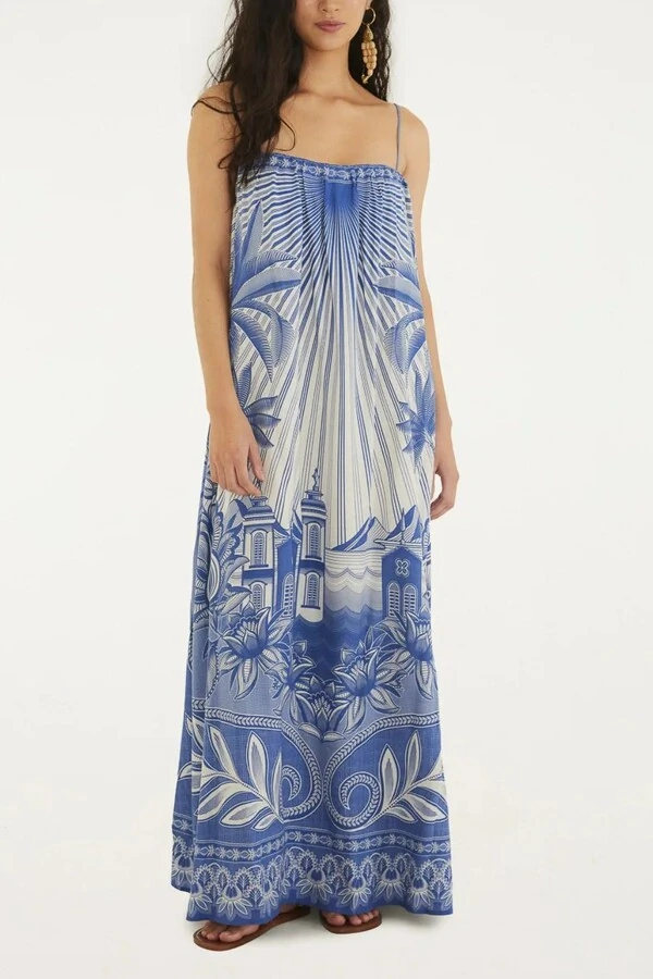 Vestido longo afeto tropical Farm