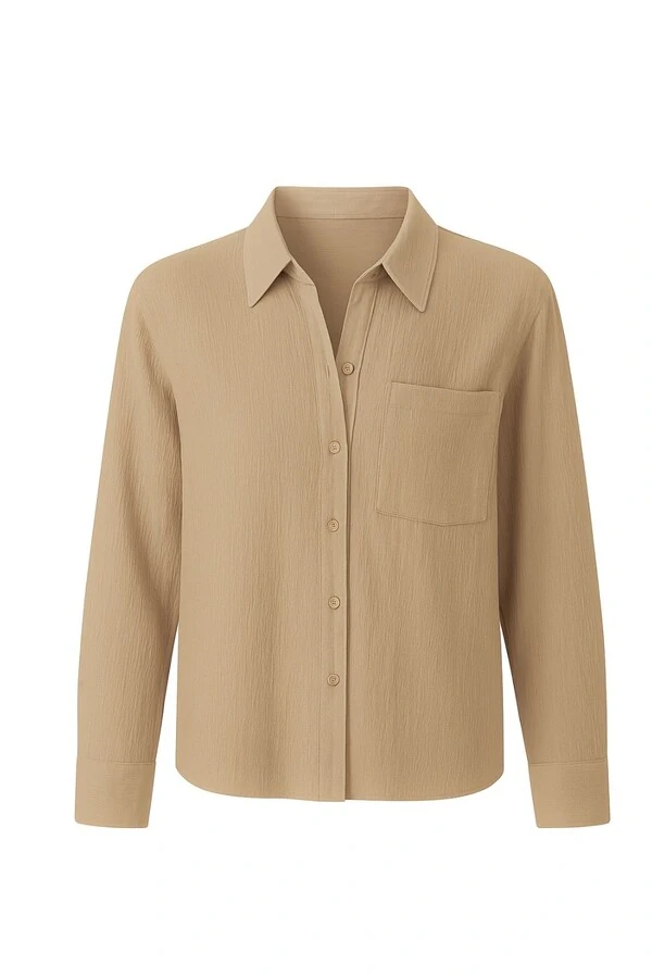 Camisa feminina ML com bolso Kwi