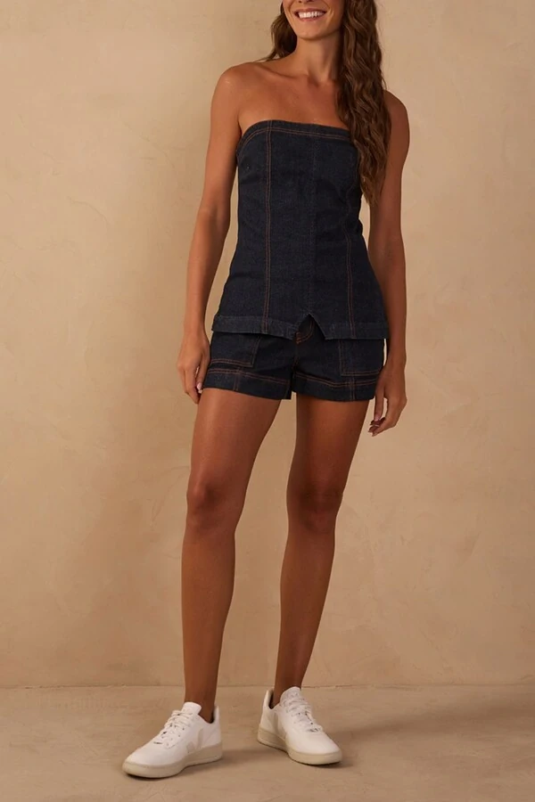 Short jeans alfaiataria confort Dress to