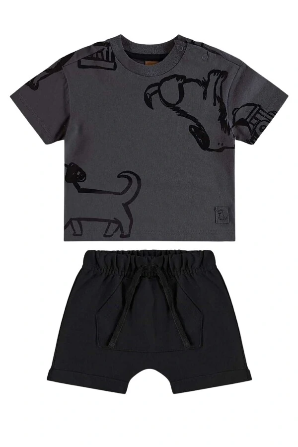 Conjunto camiseta malha e bermuda moletom Up Baby