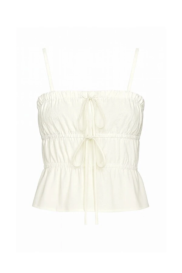 Cropped plissado com amarração frontal Kwi
