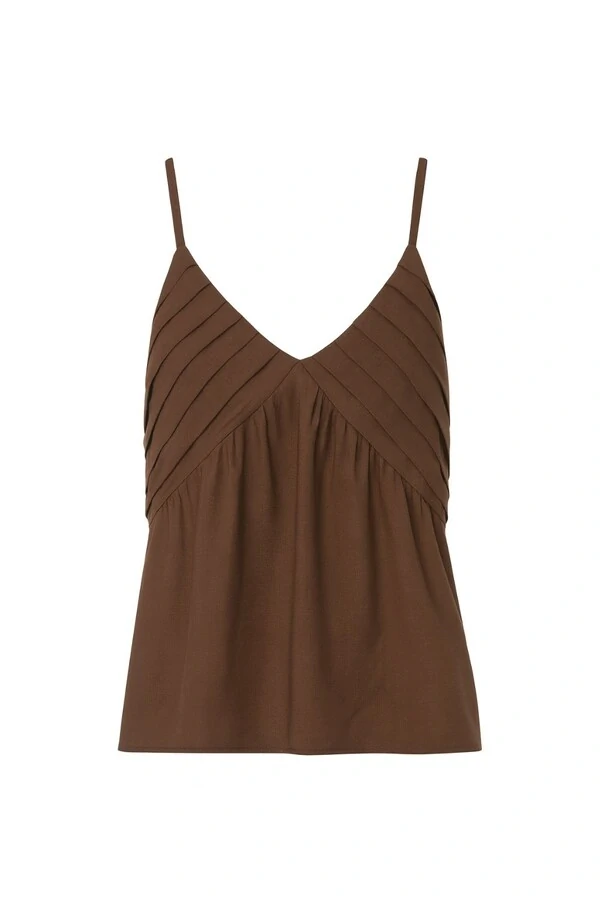 Blusa feminina alça fina com pregas Kwi