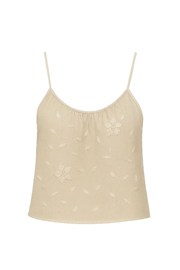Blusa de alça fina com detalhe bordado Kwi