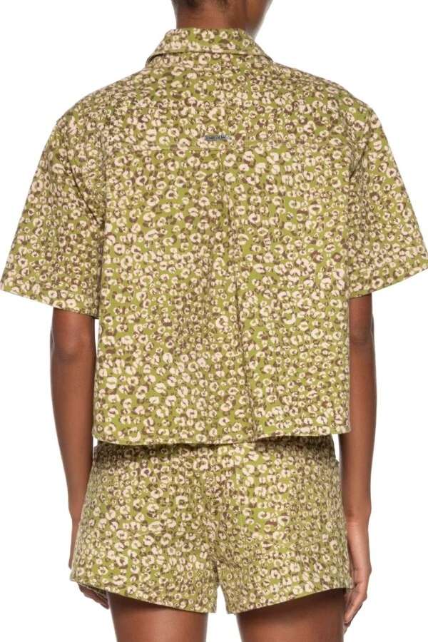 Camisa sarja manga curta estampa onça Animale