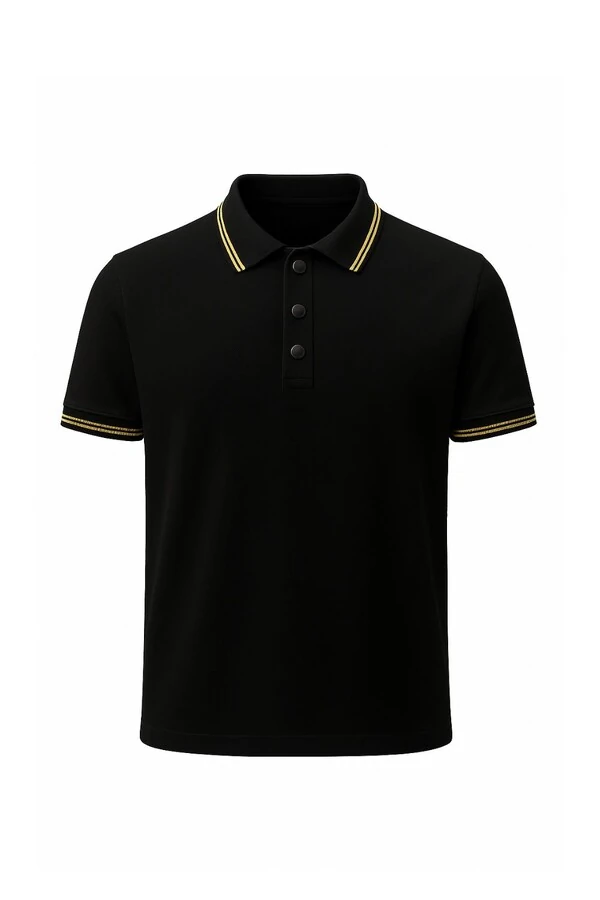 Polo masculina com detalhe na gola e manga Kwi