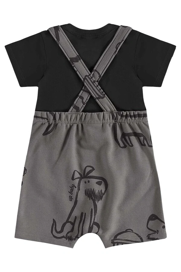 Conjunto jardineira moletom e body malha Up Baby