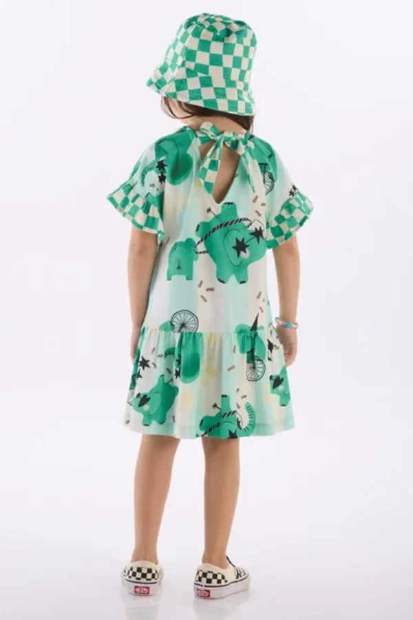 Vestido manga curta em meia malha Três e Já