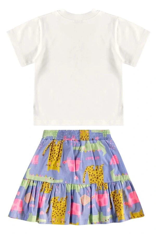 Conjunto blusa meia malha e saia cotton Up Baby