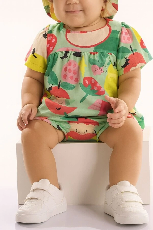 Conjunto blusa e calcinha em meia malha Três E Já