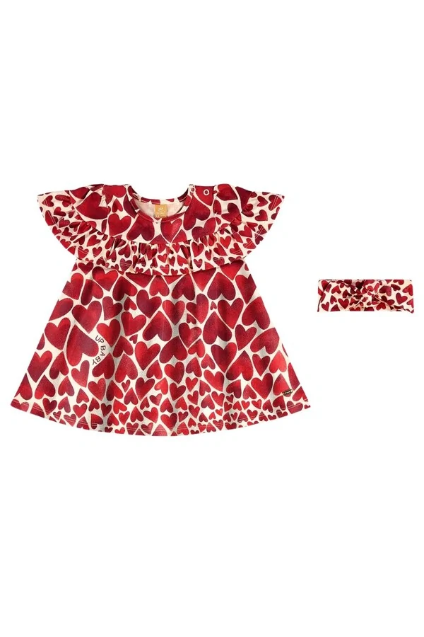 Vestido com faixa em cotton Up Baby