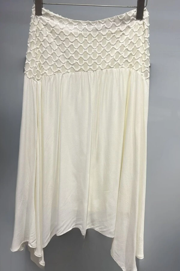 Saia midi com cós trabalhado Kwi