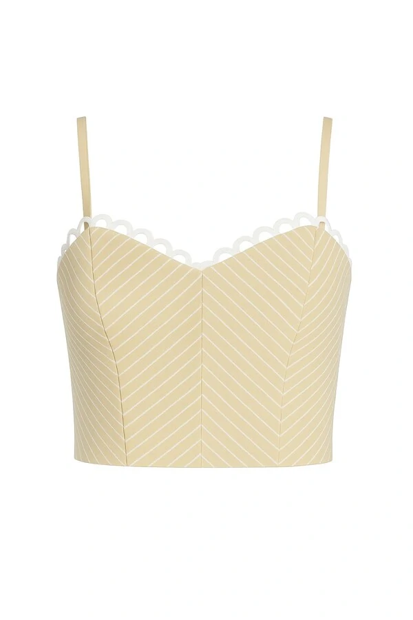 Top cropped listrado com alças finas Kwi