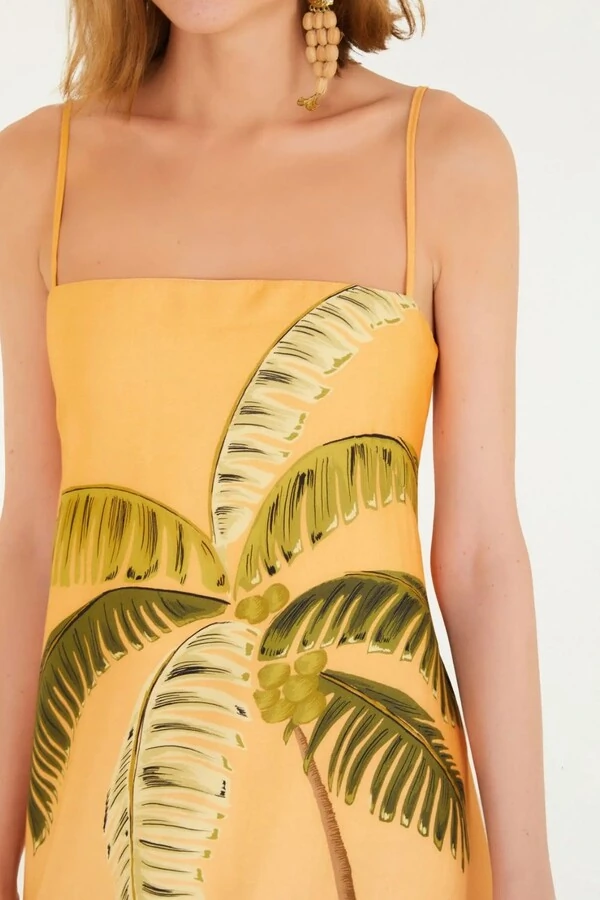 Vestido curto itacare coqueiro laranja Farm