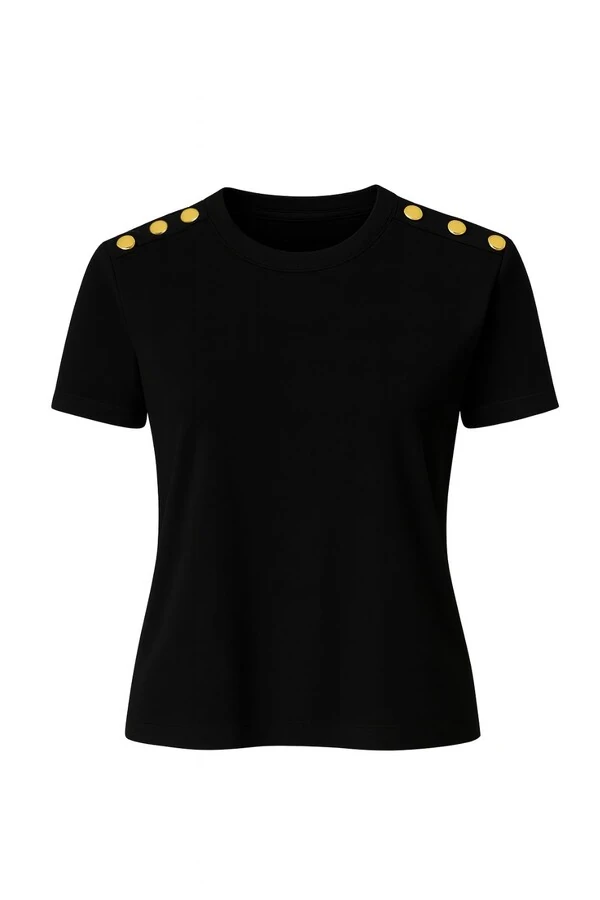 Tshirt feminina com aplicação nos ombros Kwi