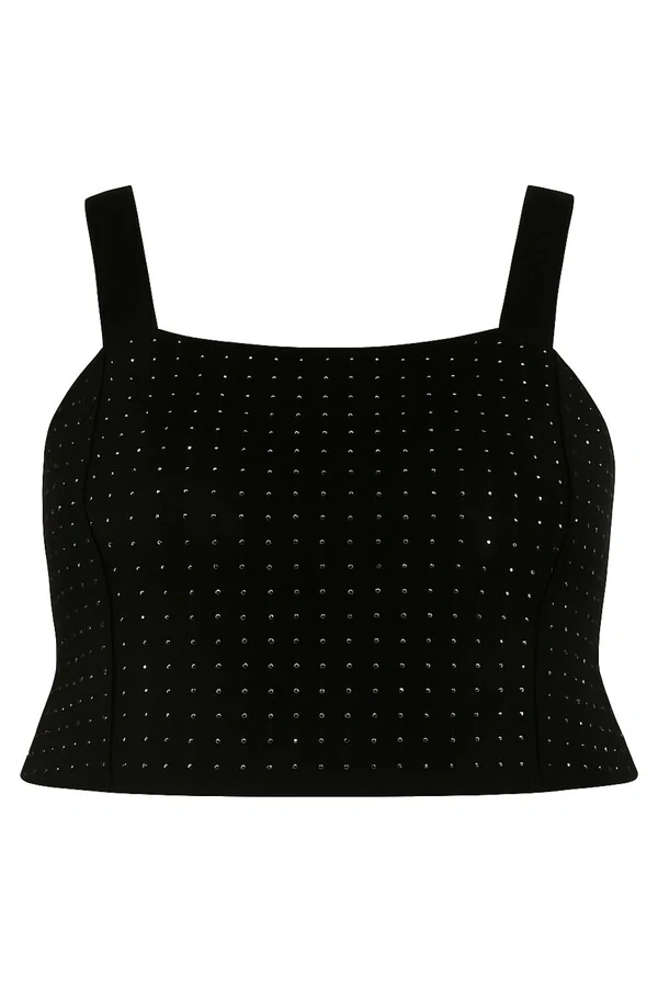 Cropped em alça e pedraria plus size Kwi