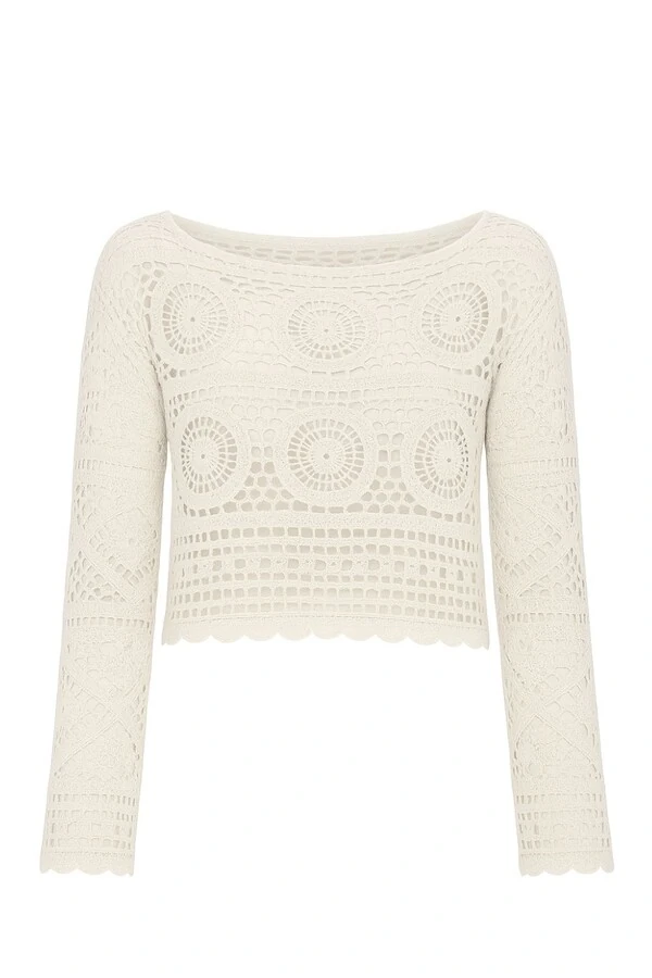 Blusa crochê manga longa mandala Kwi