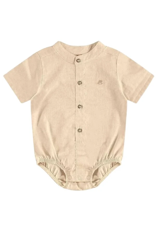 Body camisa manga curta em tecido Up Baby