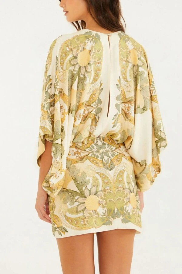 Vestido curto jardim de mar lenço Farm