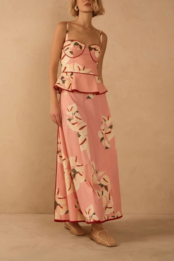 Saia cropped tricoline estampa antúrio Dress to