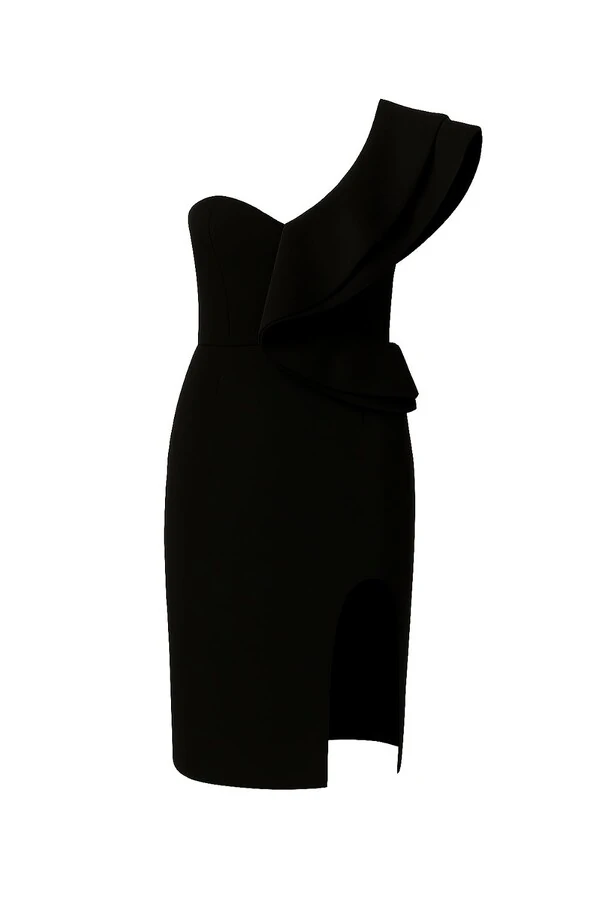 Vestido curto bandage um ombro Kwi