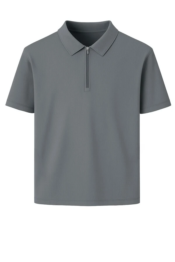 Camiseta polo masculina com zíper Kwi
