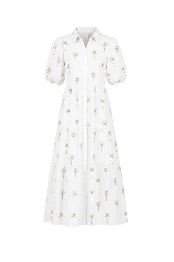 Vestido midi coqueiro Kwi