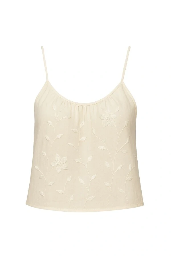 Blusa de alça fina com detalhe bordado Kwi