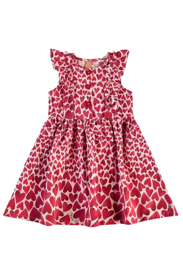 Vestido corações manga curta Up Baby
