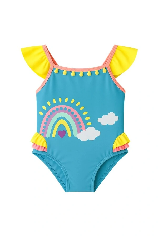 Maiô arco iris alça babadinho Kwi