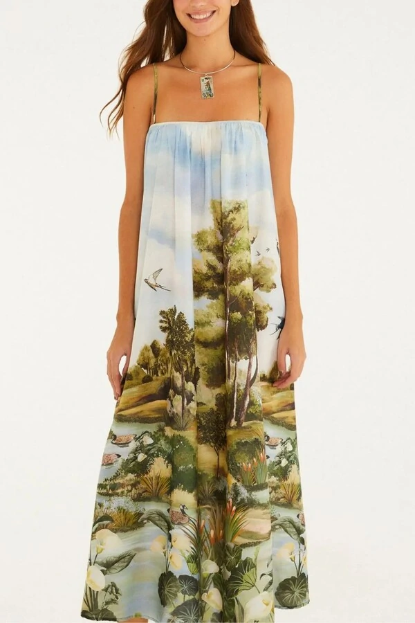 Vestido longo alcinhas boa vista Farm